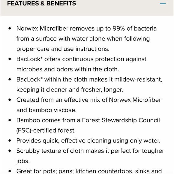 Norwex Bamboo Multipurpose Cloth Graphite/Green NWT - Picture 6 of 14